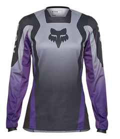 Jersey Fox 180 Lean en color morado, diseñado para motocross y enduro, con tejido transpirable y ajuste ergonómico.