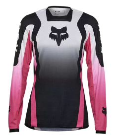 Jersey Fox 180 Lean en color rosado, diseñado para motocross y enduro, con tejido transpirable y ajuste ergonómico.