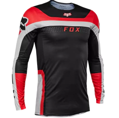 Camiseta Técnica Fox Flexair Efekt en colores rojo y negro, de manga larga y tejido transpirable, ideal para motocross y enduro.