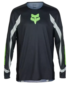 Jersey Fox Racing negro y verde de manga larga para motocross y enduro, diseño transpirable y resistente
