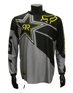 Camiseta FOX Rockstar Energy gris con negro y detalles en amarillo

