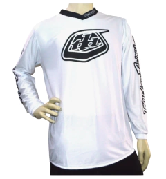 Jersey Troy Lee Designs TLD022 para BMX y motocross en color blanco, diseño de manga larga con materiales transpirables y resistentes.