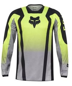 Jersey Fox 180 Lean en color verde, diseñado para motocross y enduro, con tejido transpirable y ajuste ergonómico.