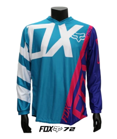 Jersey FOX 360 azul con fucsia con detalles blancos para motocross y BMX

