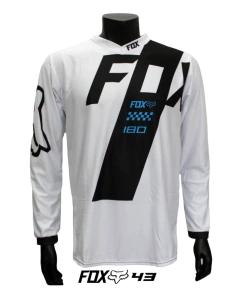 Jersey FOX 180 de motocross para hombre en color blanco con detalles negros.

