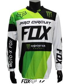 Jersey FOX motocross Monster Energy verde con logos Pro Circuit