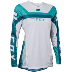 Camiseta Técnica Fox Flexair Efekt en colores azul y gris de manga larga y tejido transpirable, ideal para motocross y enduro.
