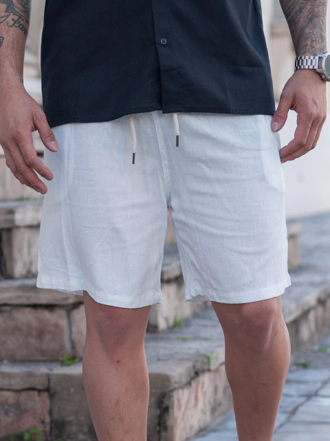 BERMUDA DE LINO HANNA BLANCA - comprar online