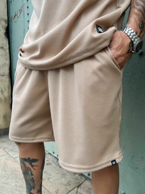 SHORT WAFFLE, SHORT WAFFLE CAMEL, PANTALON CORTO WAFFLE, PANTALON CORTO WAFFLE CAMEL.