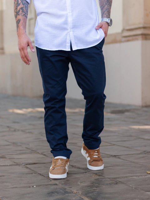 PANTALÓN CHINO GABARDINA PALERMO AZUL MARINO - comprar online