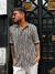 CAMISA DE HILO MÓNACO NEGRA Y BEIGE