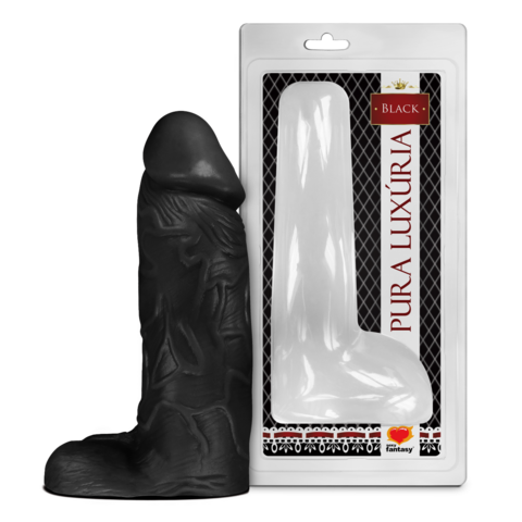 Pênis Realístico Preto Com Escroto Maciço - 23,2 cm X 7,3cm
