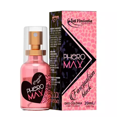 Deo Colônia Phero Max Fascination Black 20ml com Brilho e Alta Fixação