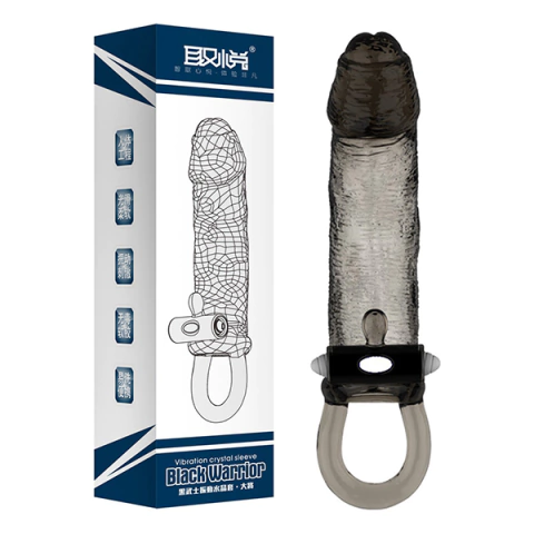 Capa Extensora Peniana Fumê com Anel Testicular e Vibrador 14cm - Love Nest