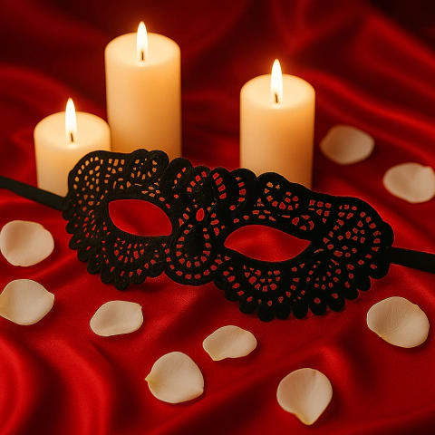 Máscara Estilo Baile de Veneza com Arabescos e Renda Floral - comprar online