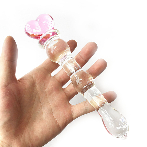 Plug em Vidro Transparente Escalonado com Base em formato de Coração 15,5 x 2,5 cm