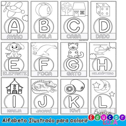Alfabeto de colorir pintar em pdf para imprimir digital