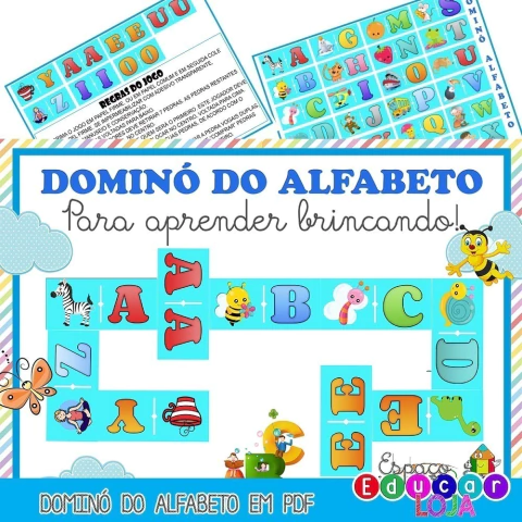 Jogo educativo dominó do alfabeto em pdf digital