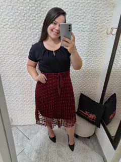 Saia Plissada Tule Poá Marsala Anny - Mi Amore na internet