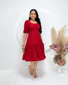Vestido Midi Laise Vermelho Natalia - Mi Amore - comprar online