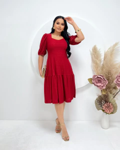 Vestido Midi Laise Vermelho Natalia - Mi Amore - loja online