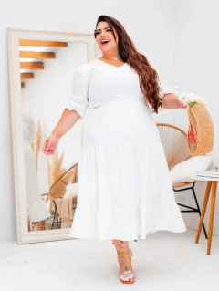 Vestido Plus Size Midi Off Leide - Mi Amore - Mi Amore Moda Evangélica