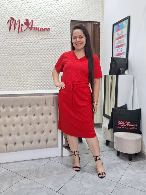 Vestido Plus Size Vermelho Neide - Mi Amore