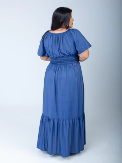 Vestido Plus Size Longo com Lastex Jeans Karoline - Mi Amore - comprar online