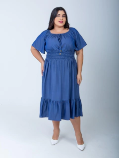 Vestido Plus Size Midi com Lastex Jeans Cibele - Mi Amore na internet