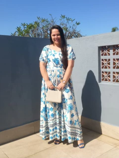 Vestido Longo Floral Azul Pietra - Mi Amore na internet