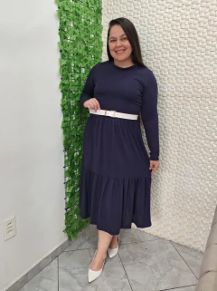 Vestido Midi Lanzinha Azul Michely - Mi Amore