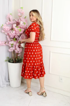 Pré Venda - Vestido Midi com Lastex Telha Maxi Poá Ingrid - Mi Amore na internet