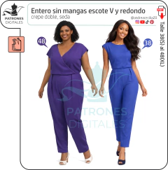 Molde para Entero escote cruzado y escote redondo, tejido fluido - comprar online