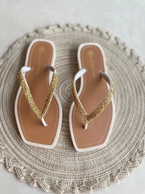 CHINELO LUIZA BEGE BRILHO