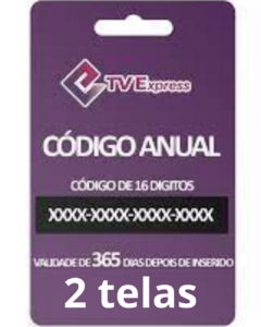 Código TV Express(TVE) – 1 Ano | 2 Telas