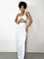 Conjunto Feminino em Suplex Saia Longa e Cropped Transpassado Cristiana Ref. 134