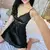 Mulheres sexy seda cetim noite vestido sem mangas camisola de renda sono plissad - ASHASTORE