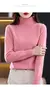 Imagem do 100% lã merino camisola de caxemira feminina camisola de malha gola alta manga