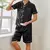 Pijama de cetim masculino verão casual conforto botão bolso camisa de manga cu na internet