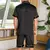 Pijama de cetim masculino verão casual conforto botão bolso camisa de manga cu