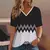 Moda feminina t camisa listras impressão gradiente decote em v manga curta bás - ASHASTORE