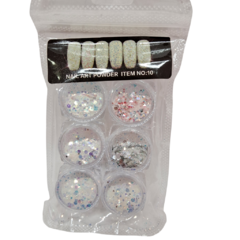 Glitter p/ uña ind pack x6u.