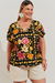 Blusa Estampada Malha Brisa De Flor Preto - comprar online