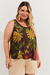 Regata Estampada Fina Flor Plus Size Marrom - comprar online