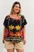 Blusa Estampada Flora Plus Size Preto na internet