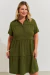 Vestido Liso Chemise Textura Verde na internet
