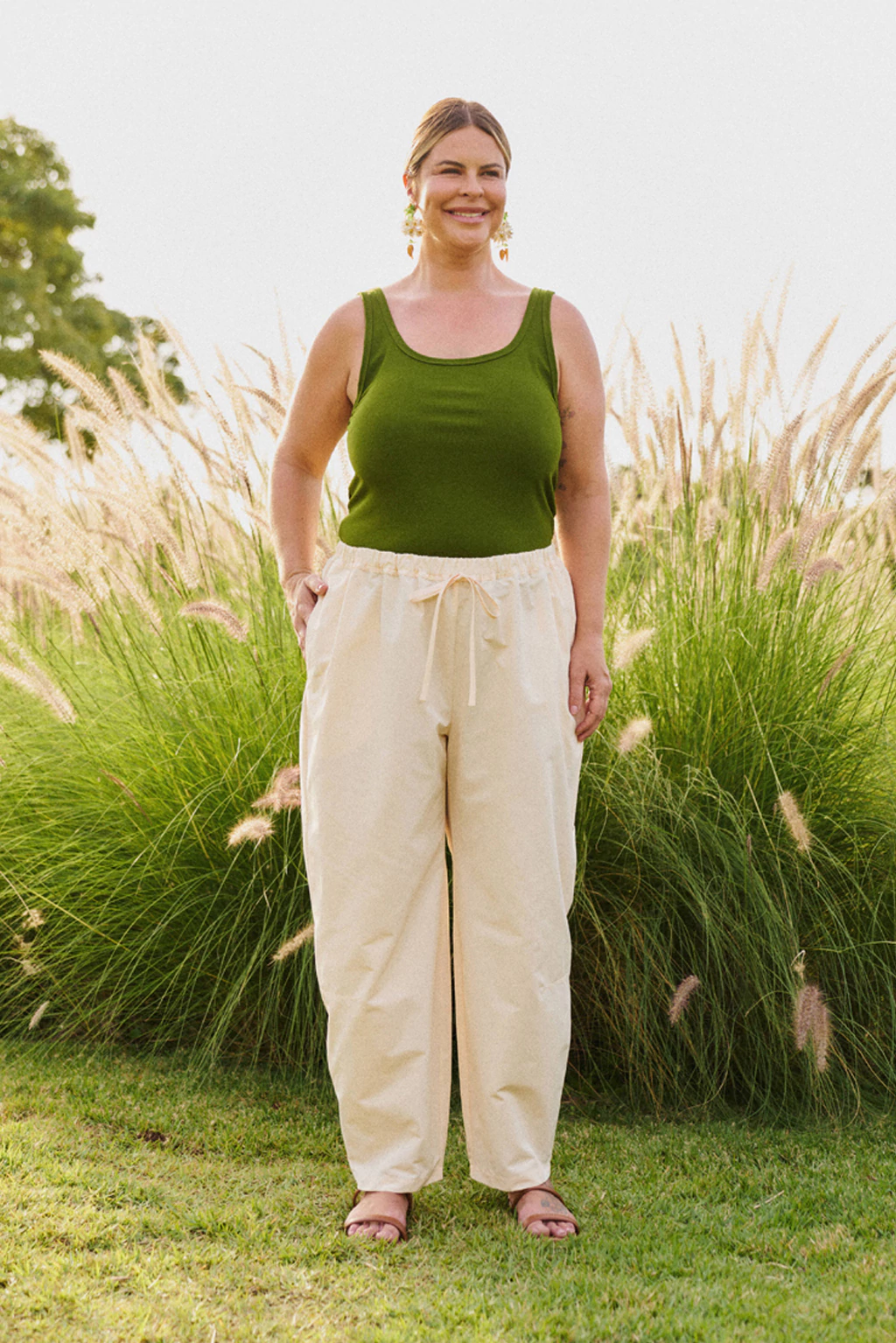 Calça Lisa Tricoline Paper Off White