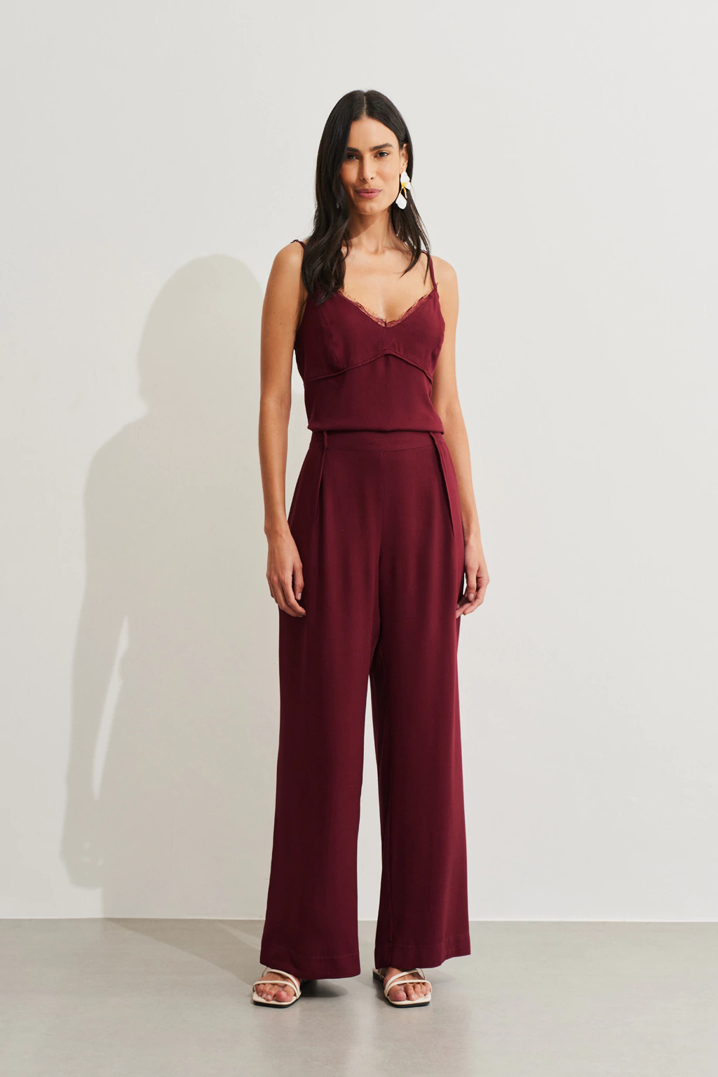 Calça Lisa Dobra Vinho