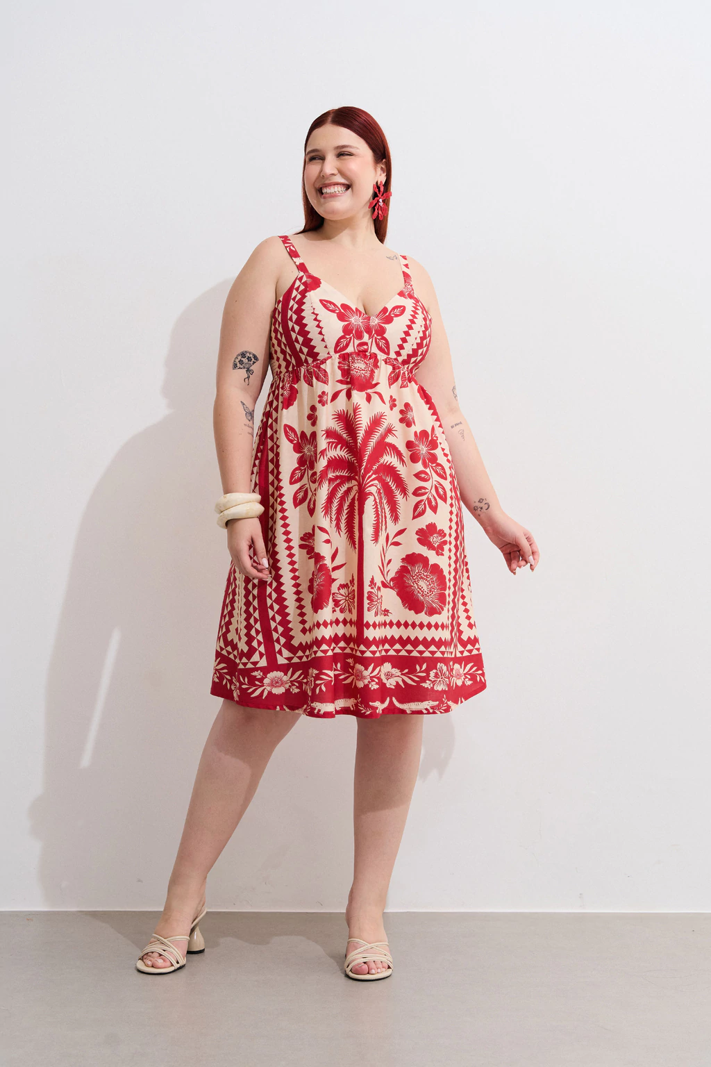 Vestido Algodão Lenço Pantanal Vermelho