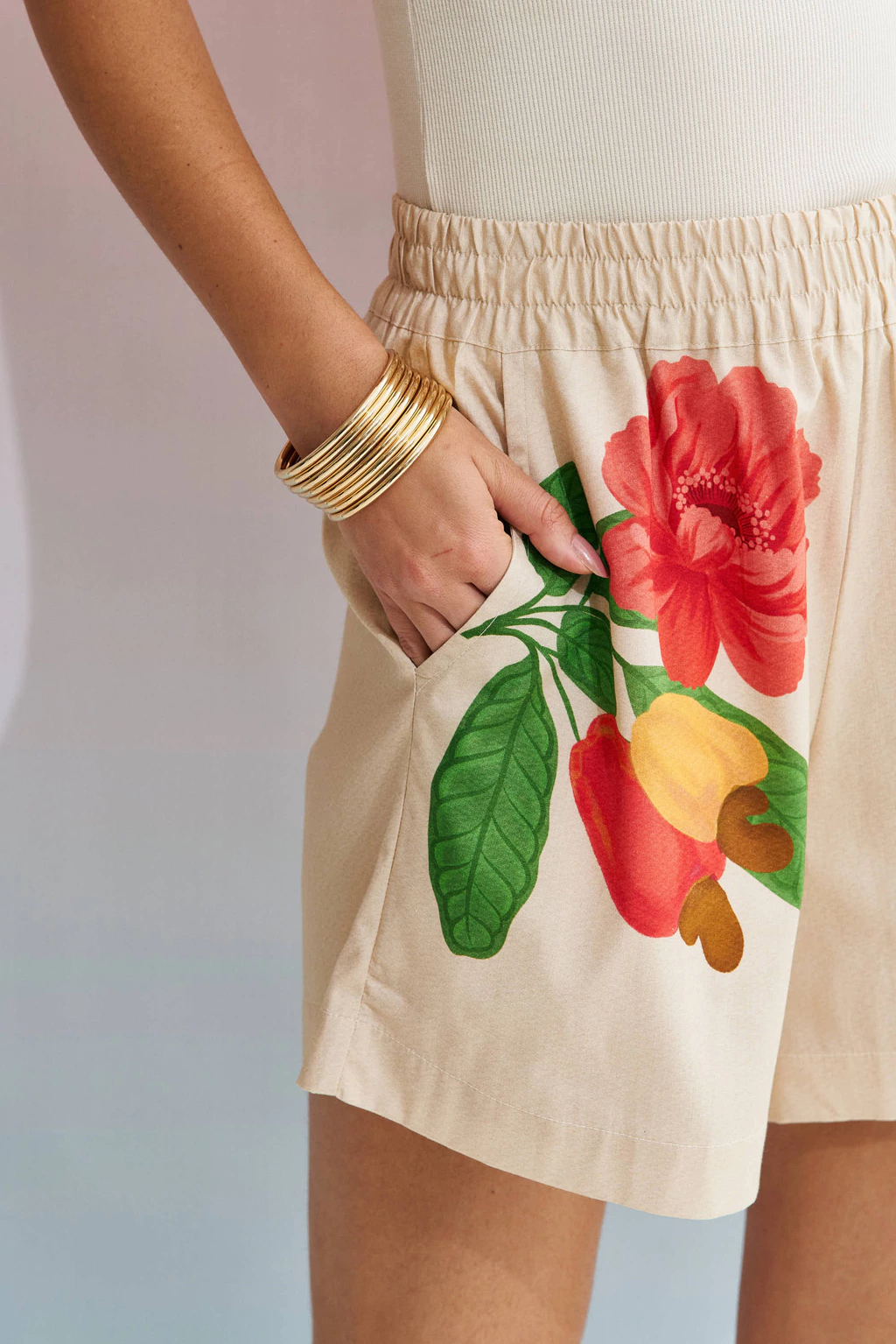 Shorts Algodão Localizado Off White